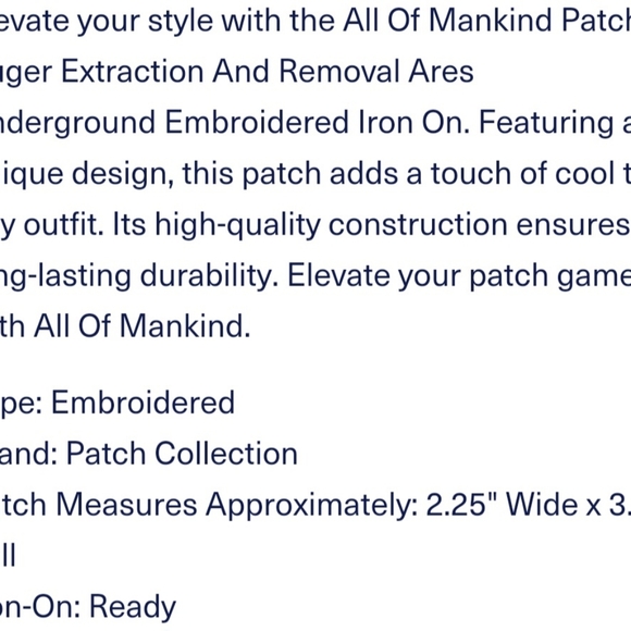 For All Of Mankind Auger Extraction & Removal Ares Underground Embroidered Patch - Picture 3 of 4